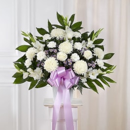 Heartfelt Sympathies Lavender & White Standing Basket