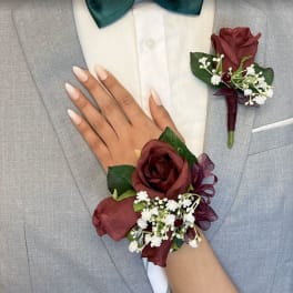 Burgundy Elegance Corsage