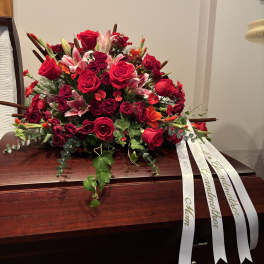 Crimson Casket Spray