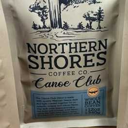 Bag of Northern Shores Canoe Club whole bean coffee