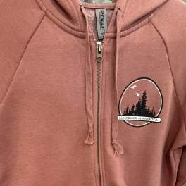 Pink zip-up hoodie with a Blackduck, Minnesota patch
