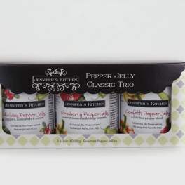 Boxed trio of pepper jelly jars