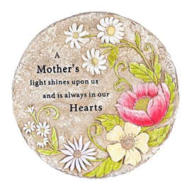 Round stone plaque with painted flowers and a Mother's Day message