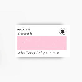 Pink and white religious card with Psalm 2:12 text