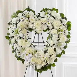 Always Remember Floral Heart Tribute- White
