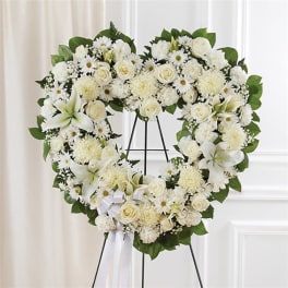 Always Remember™ Floral Heart Tribute- White