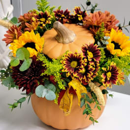 Fall Floral Ceramic Pumpkin
