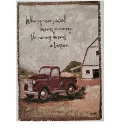 Decorative blanket with a vintage truck and memorial quote