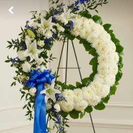 Blue and White swag wreath