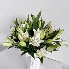 Pure White Lilies Elegance Vase