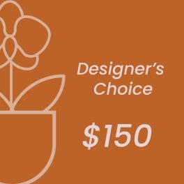 Orange designer's choice gift card with $150 text