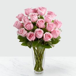 The Long Stem Pink Rose Bouquet - VASE INCLUDED