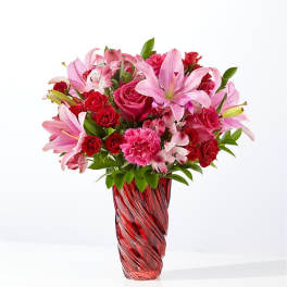 Berry in Love Bouquet with Luxe Swirl Vase