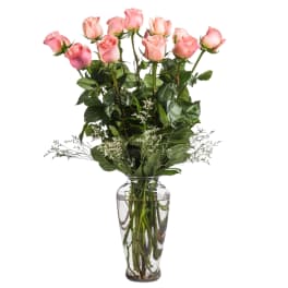 Dozen Long Stemmed Pink Roses by BloomNation™