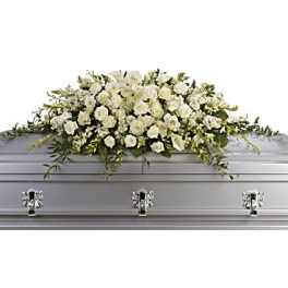 White Casket Sympathy Flowers