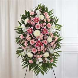 Pink & White Sympathy Standing Spray