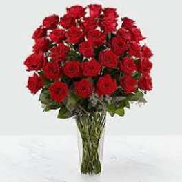 36 Roses Red Arranged in a Glass Vase (available in any color)