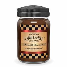 Brown jar candle labeled Kentucky Bourbon