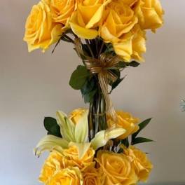 Yellow roses Topiary (3 options to choose from) 18, 24 or 36 roses.