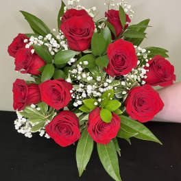 Red Rose Wrapped Presentation Bouquet by Chasing Petals