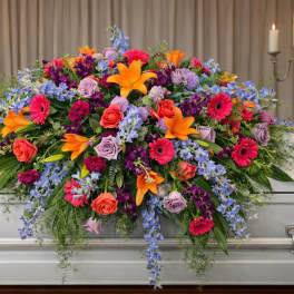 Vibrant Garden Remembrance Full Casket Spray