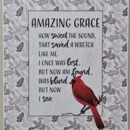 Decorative card with a Bible verse and a red cardinal illustration