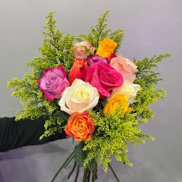One Dozen Mix Color Rose Bouquet