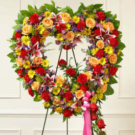 Always Remember Floral Heart Tribute - Bright