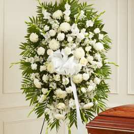 Deepest Sympathies White Standing Spray