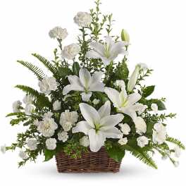 Peaceful White Lilies Basket