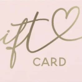 Pink gift card with cursive "gift" text and a heart outline