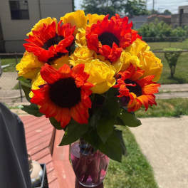Roses and Sunflowers