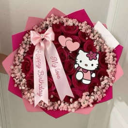 Ramo de rosas tema hello kitty