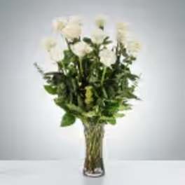 Dozen Long Stemmed White Roses by BloomNation™