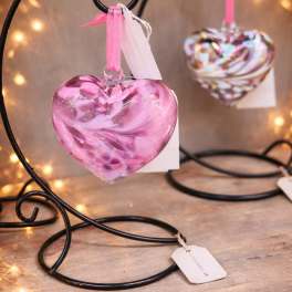 Blown Glass Heart On a Stand