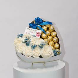 white rose heart box