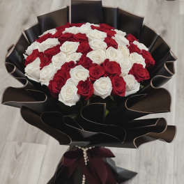50 classic roses with nice wrapping.