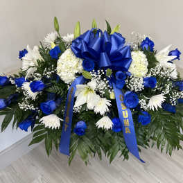 Blue & white casket