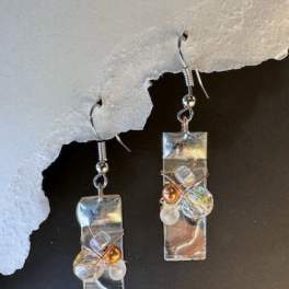 #A086 - Delta Etched Stained Glass Earrings