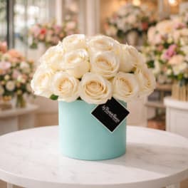 Tiffany – Elegant Blue & Ivory Floral Arrangement