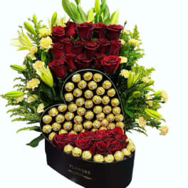 Heart Shaped Arrangement with Chocolates