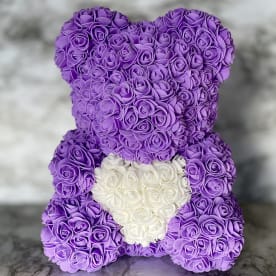 rose teddy bear purple
