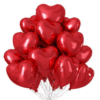 Heart-Shaped Red Foil Balloons Bouquet