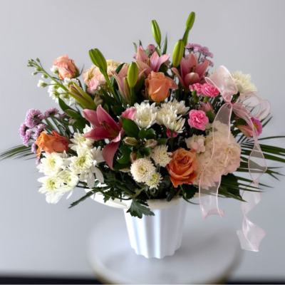 Pink & White Floor Basket