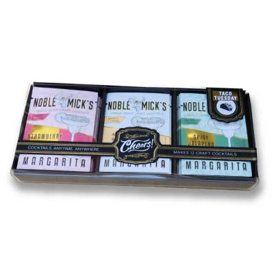 Boxed set of Noble Mick's single-serve craft cocktail mixes
