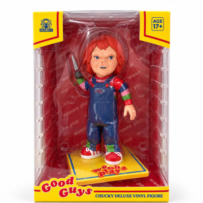 Boxed Chucky vinyl figure in red packaging