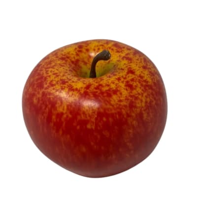Single red and yellow apple on a white background