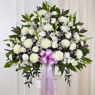 Lavender & White Standing Basket