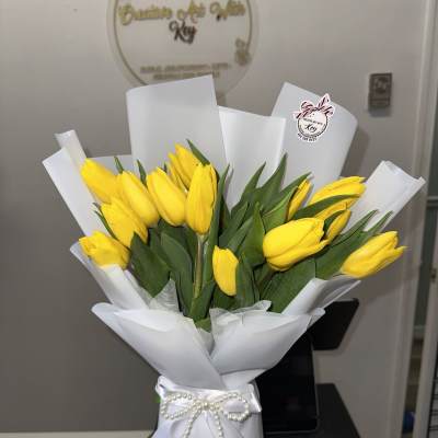 elegant detail of yellow tulips