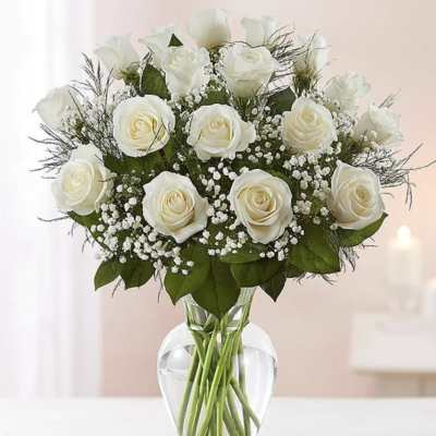 Dozen White Roses
